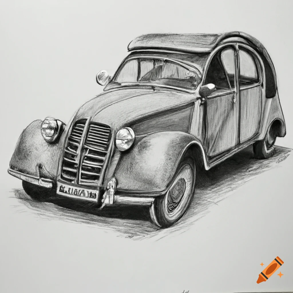 Charcoal drawing of an old car by p3vstudio on DeviantArt