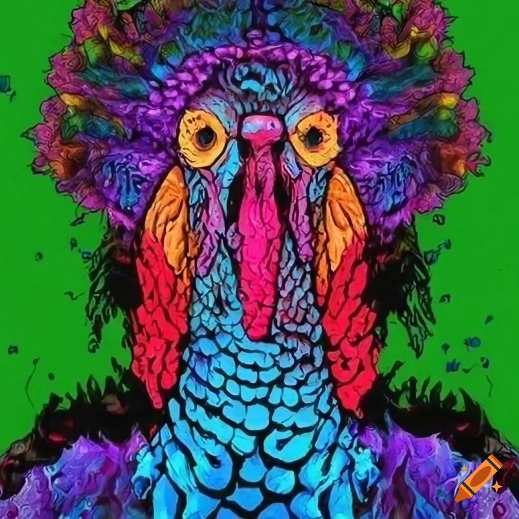 graphic-novel-illustration-of-a-zombie-turkey-in-a-psychedelic-world-on