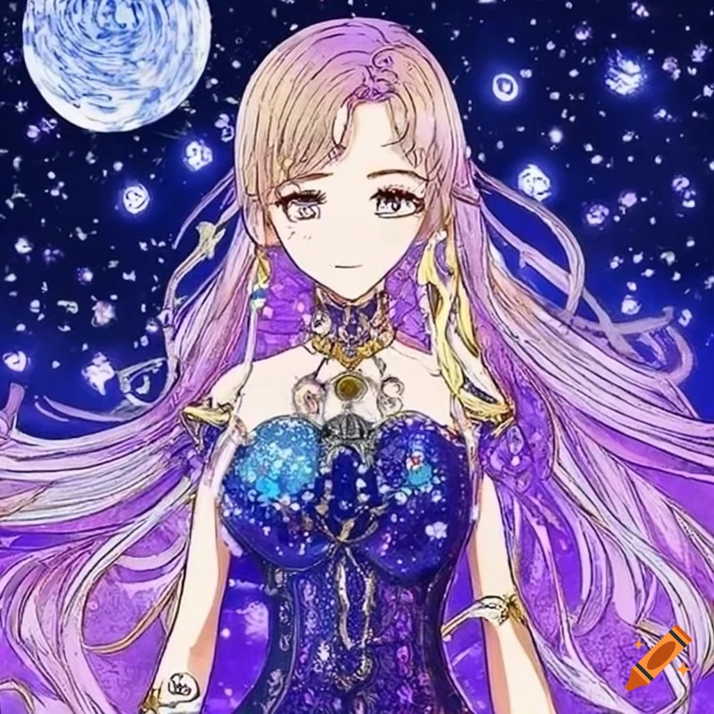 golden key under a starry night with a queen