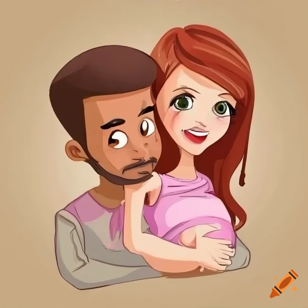 cartoon illustration of a pregnant couple