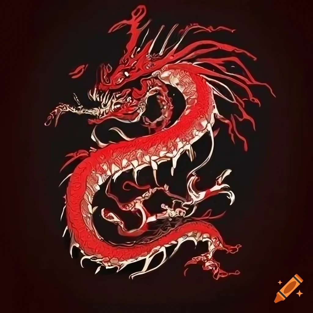 Artistic representation of a black and red chinese dragon on Craiyon