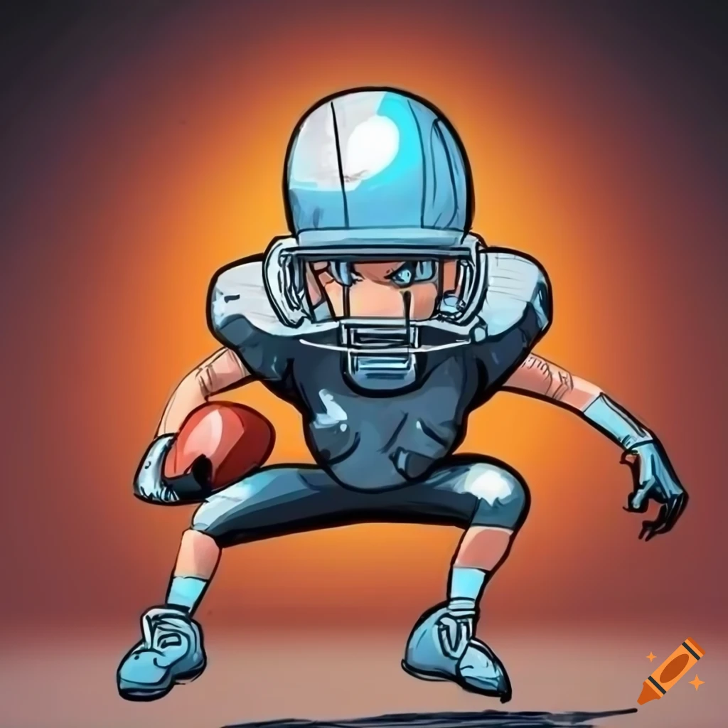 Futuristic cartoon of an american football player