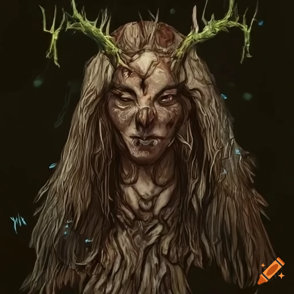 image of a druid made of tree bark