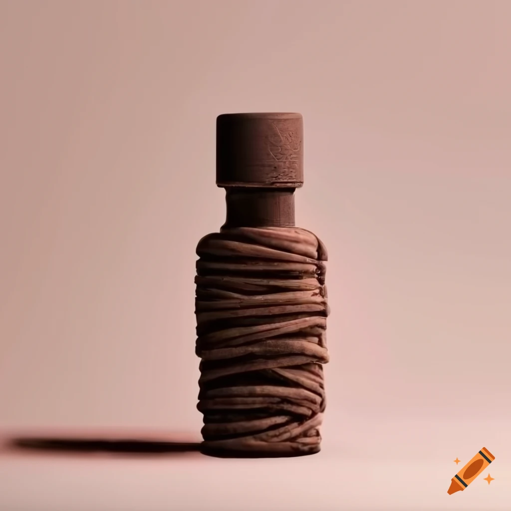 perfume bottle with mummy design on white background