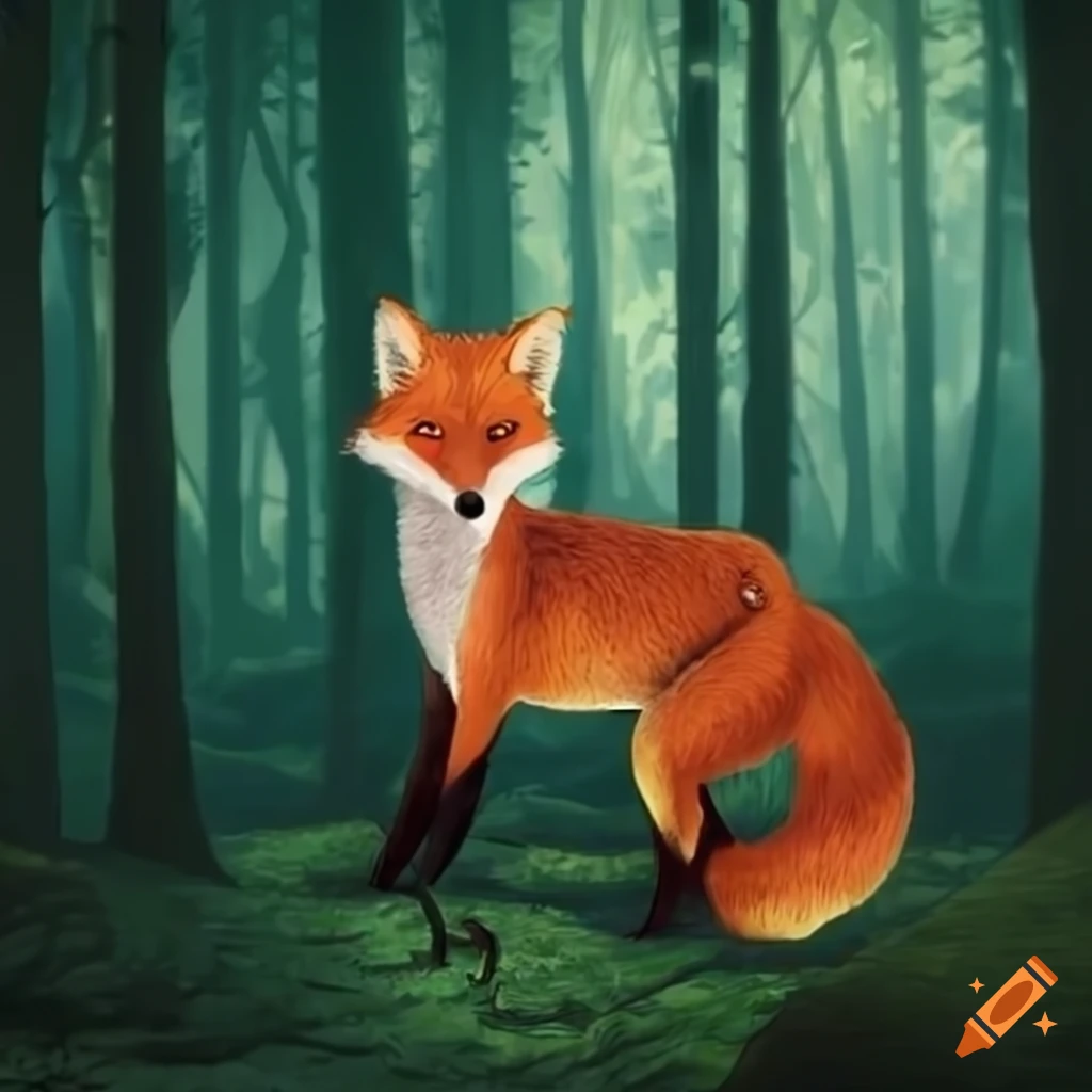 Fairytale Book Cover With A Fox In The Woods On Craiyon