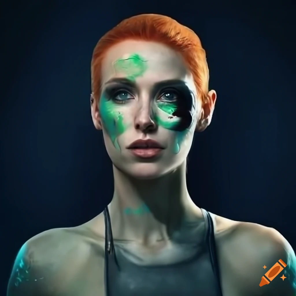 character design of a futuristic woman on a space station