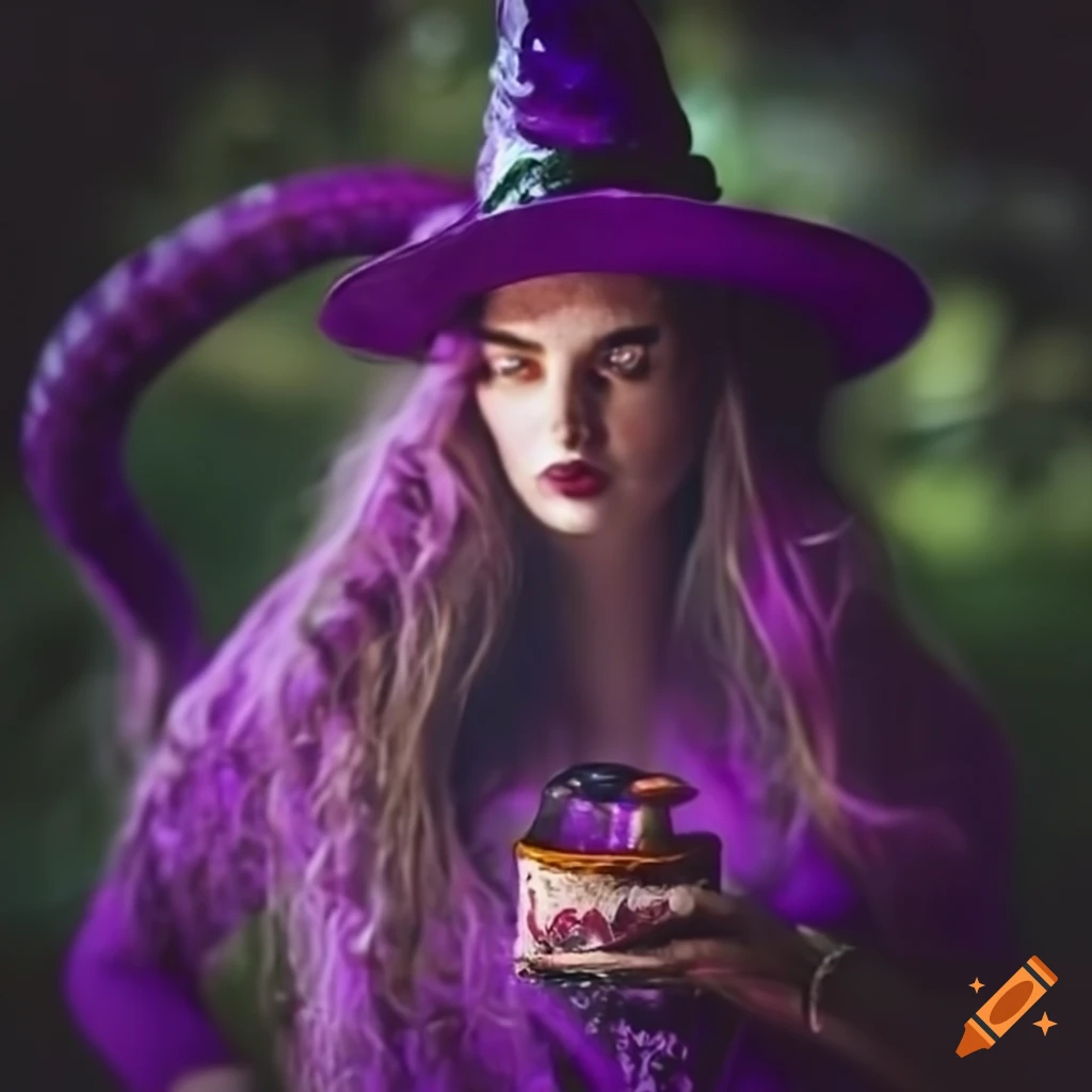 Purple witch potion with a snake