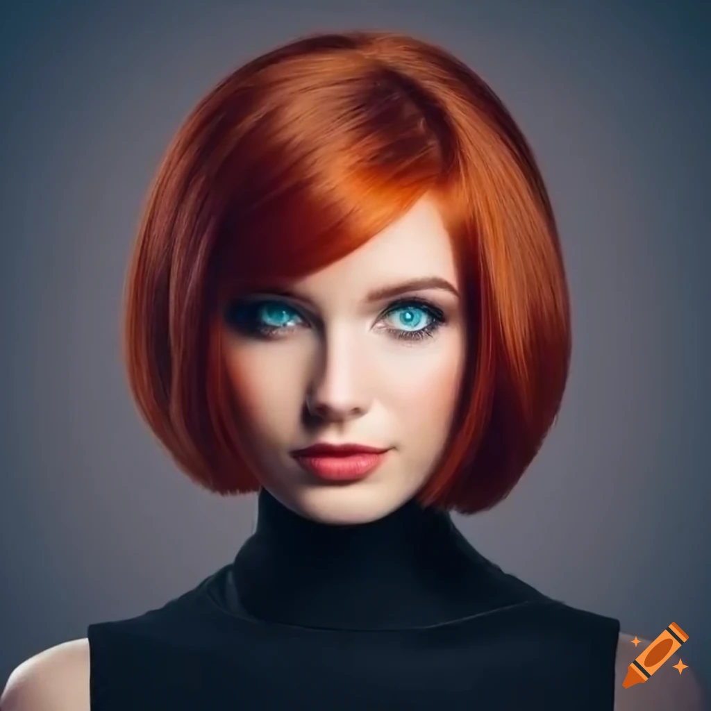 Best Quality, Full body portrait, Delicate face, red short hair, bob  Haircut - SeaArt AI