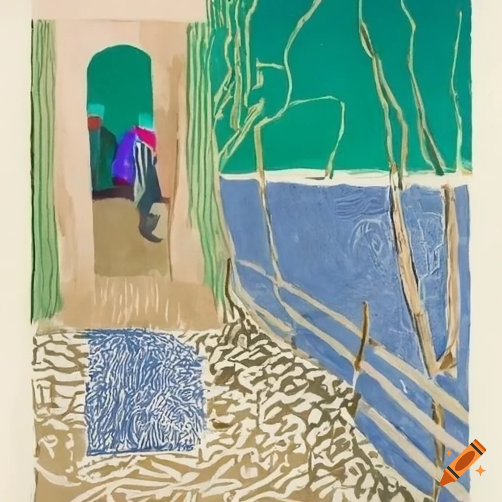 artistic portrayal of a park by Georges Braque and David Hockney