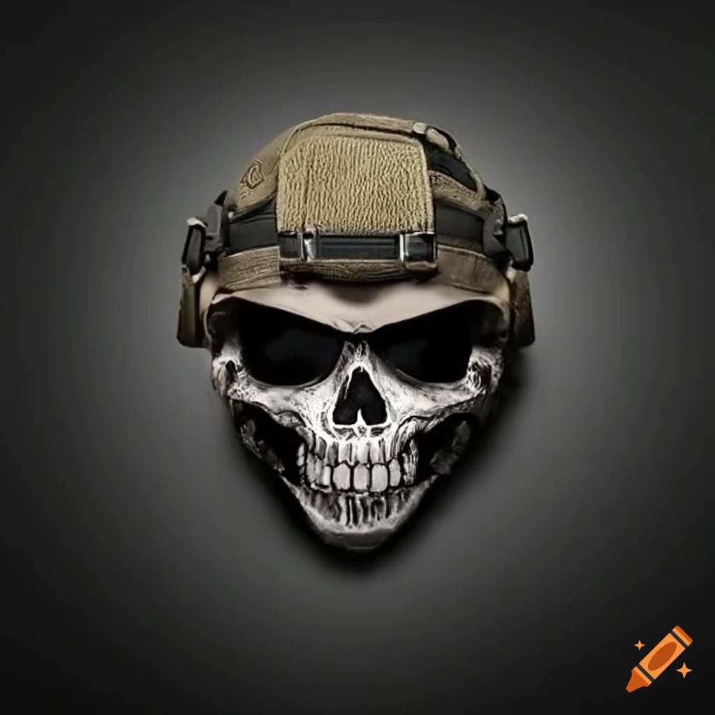Logotipo militar con calavera, casco mich 2000 highcut y visores ...