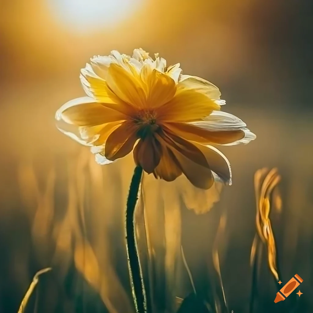 Flower in a jar during golden hour on Craiyon