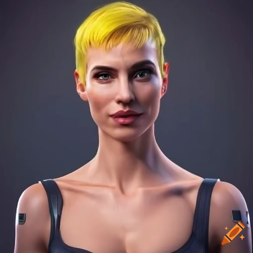 character design of a futuristic woman on a space station