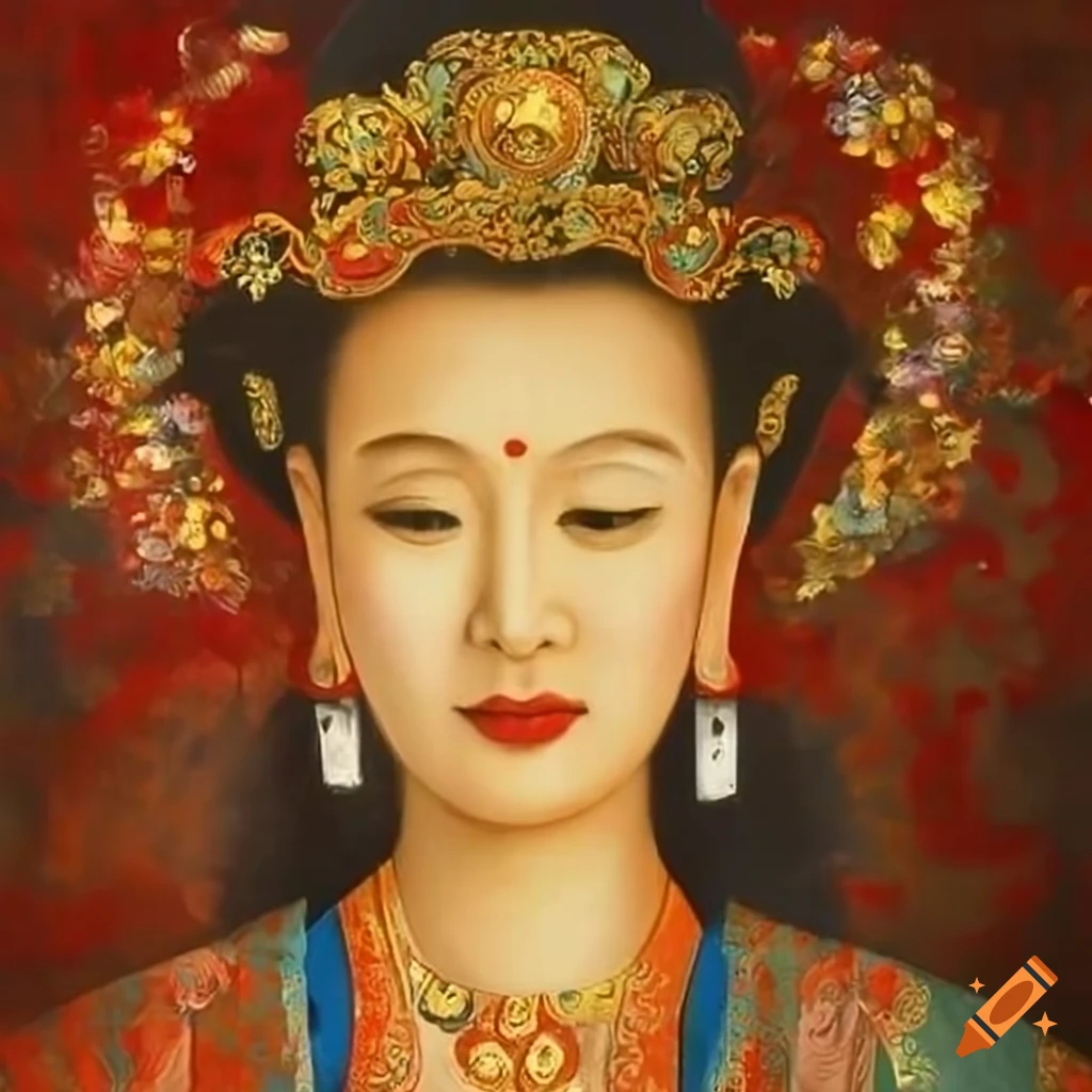 Depiction of a chinese empress as a buddha