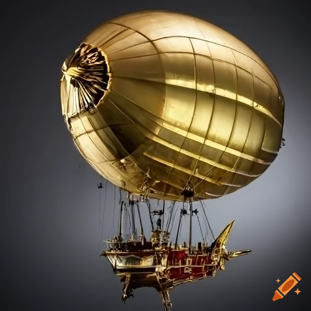 golden steampunk airship