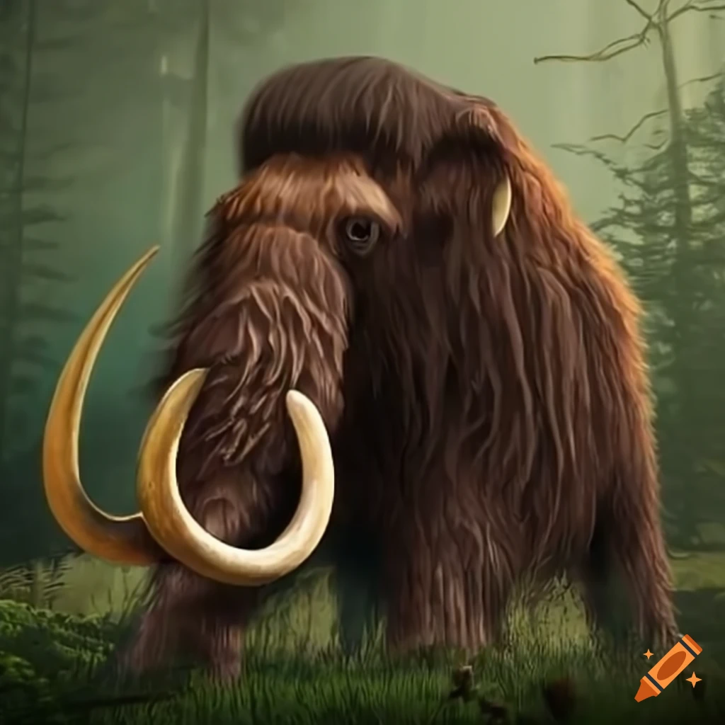 image of a shaggy mammoth reaching for leaves