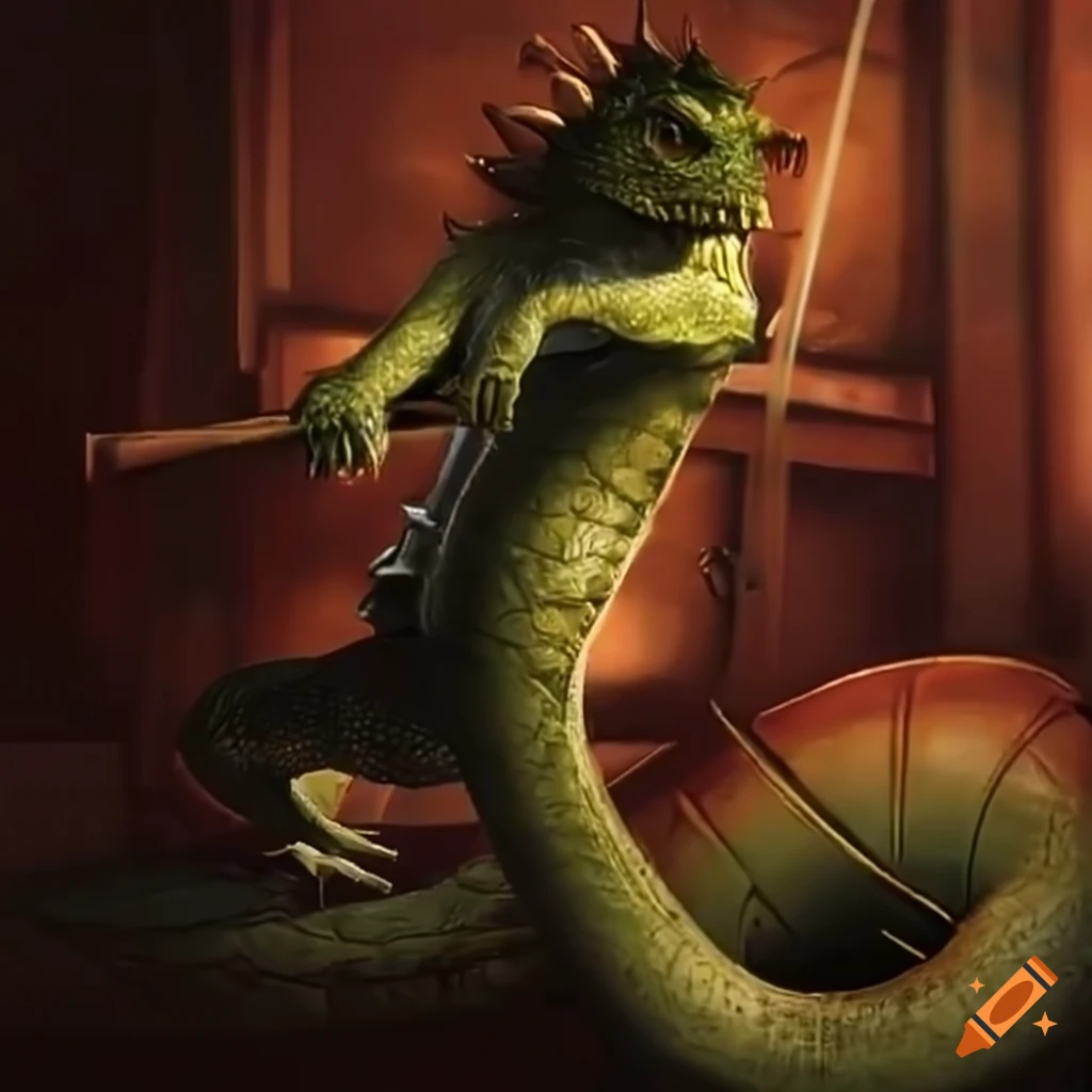 dragonborn lizard playing the cello