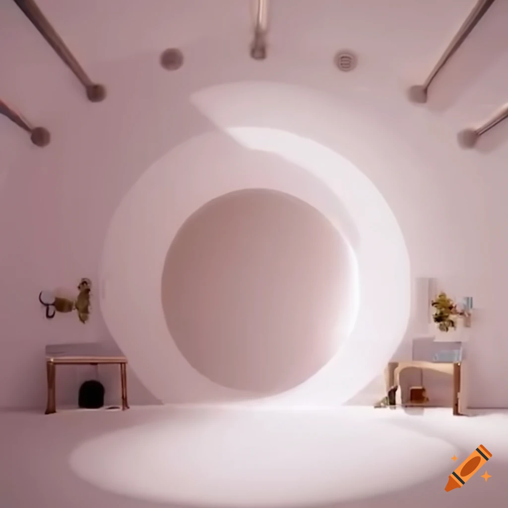 ethereal white Y2k-style room
