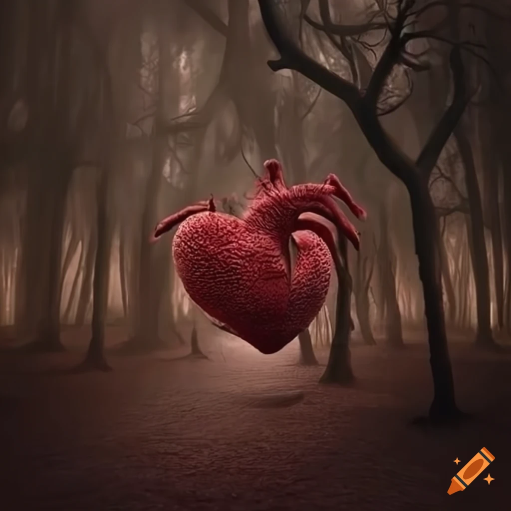 Surreal artwork of a heart with branching veins on Craiyon
