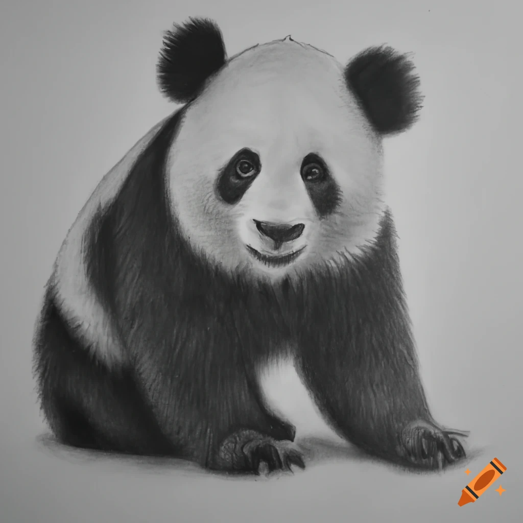 Realistic drawing of a panda