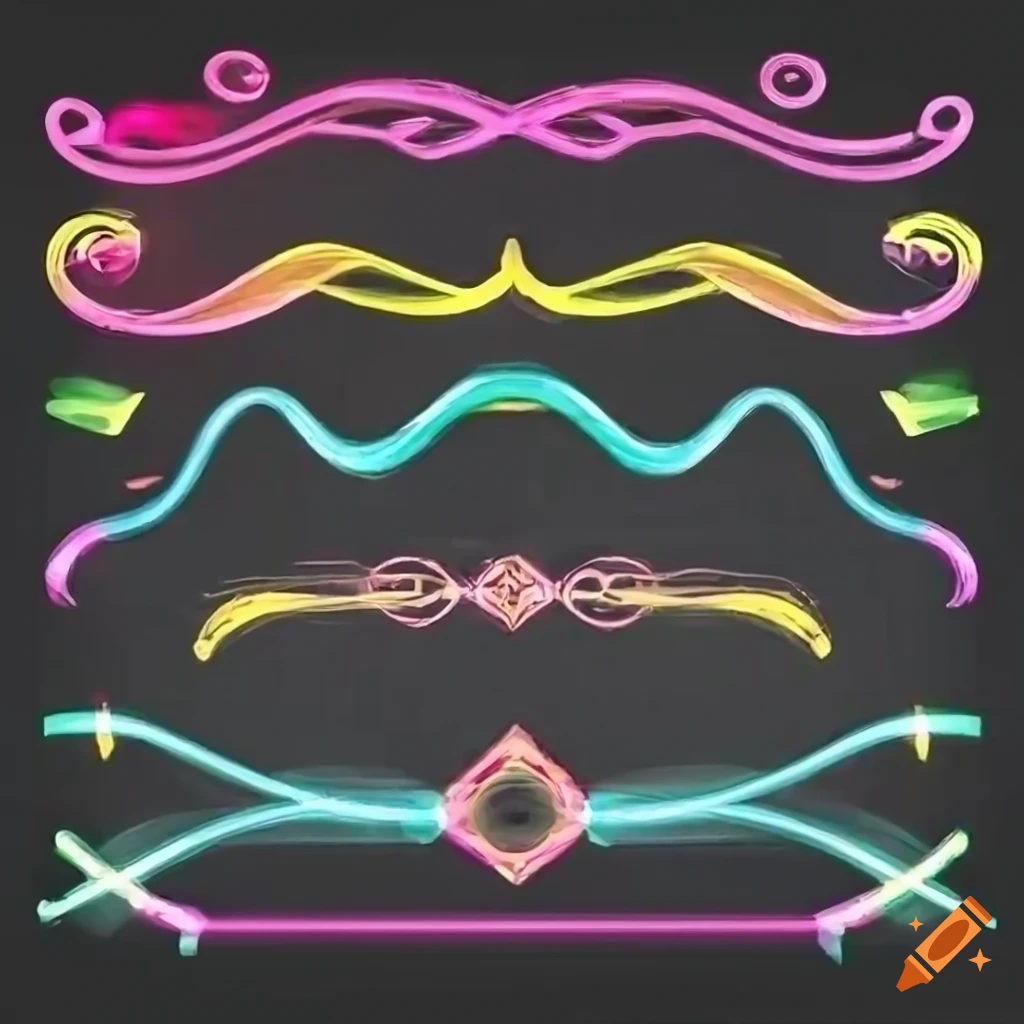 horizontal neon ornament on black background