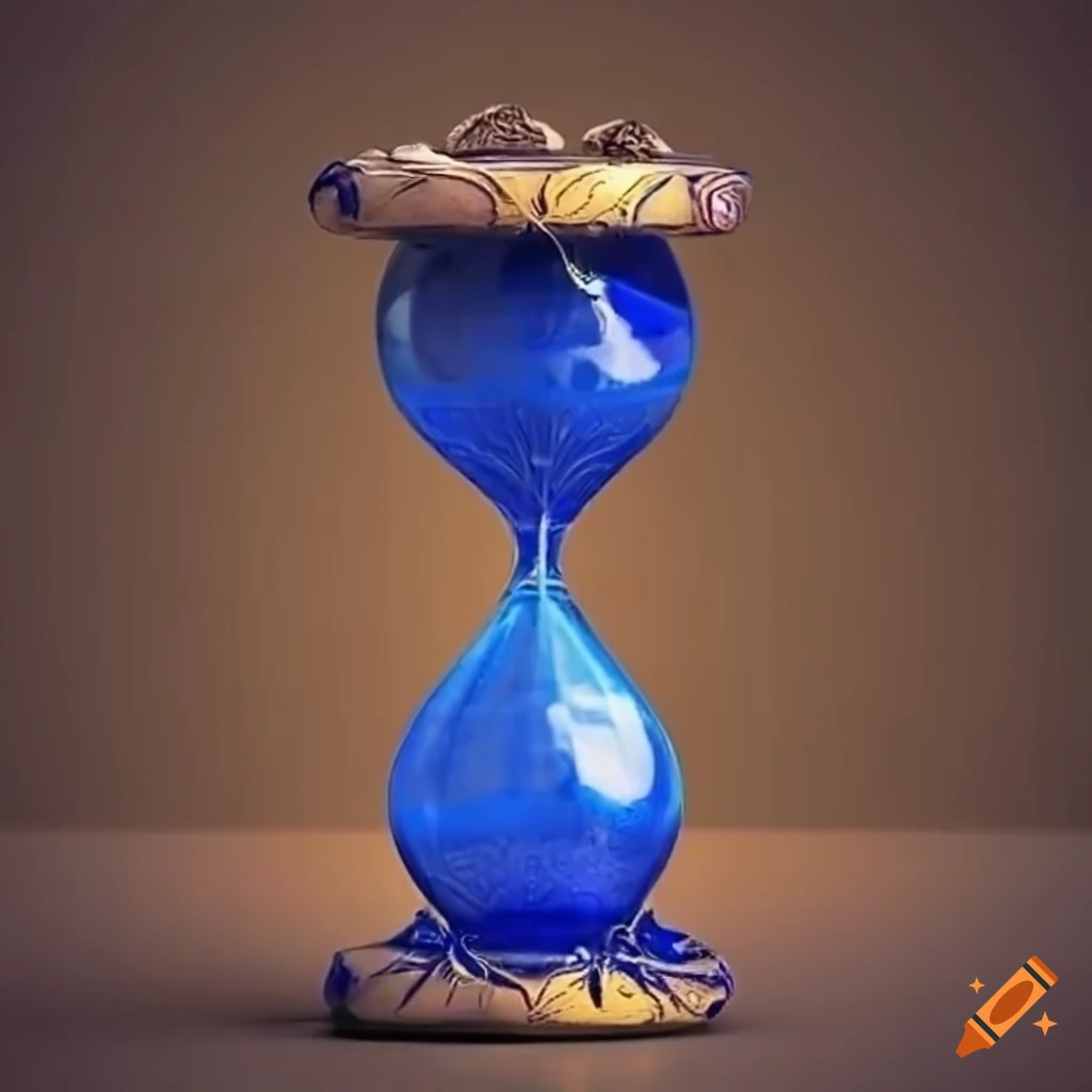 Persian hourglass with cobalt blue sand and golden casing