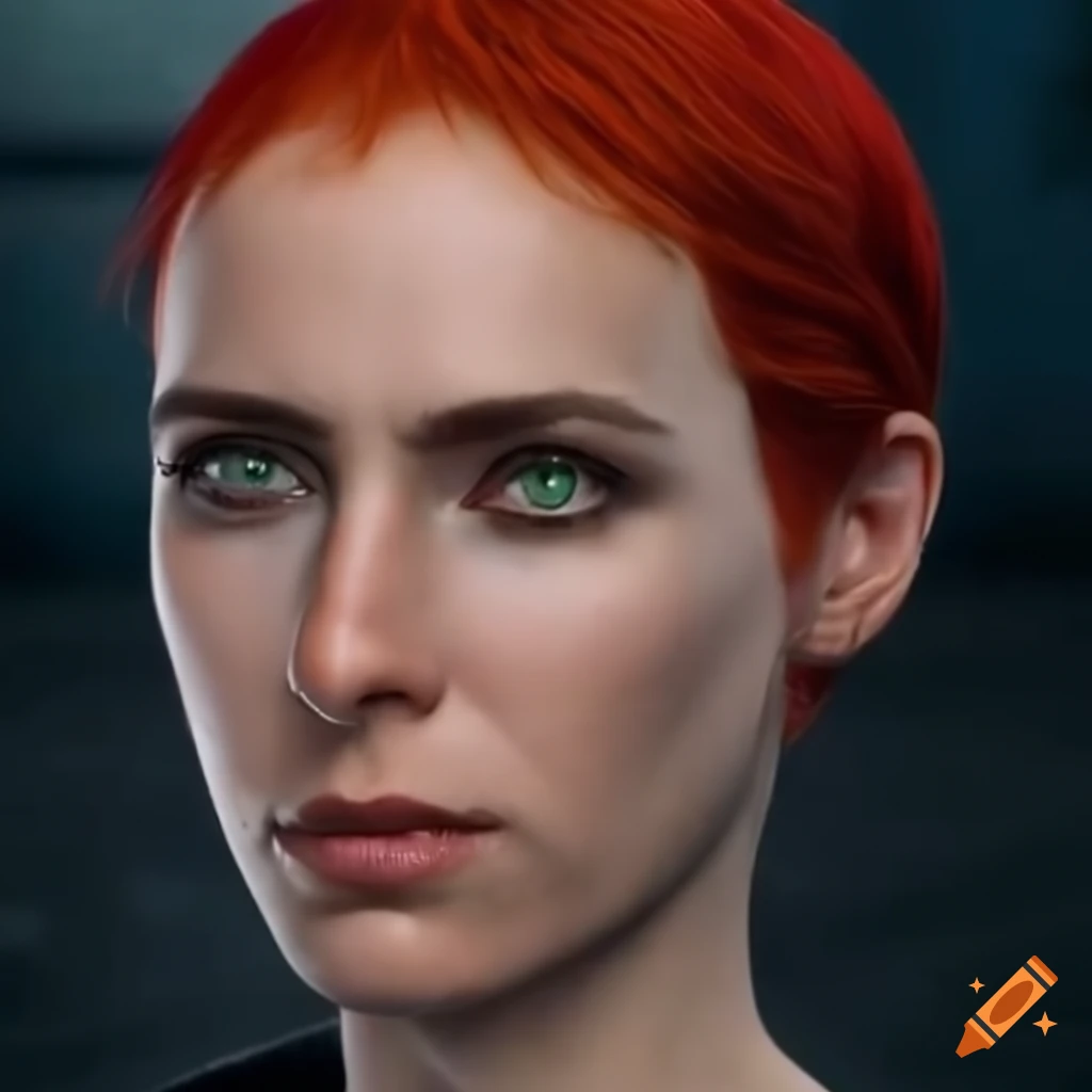 character design of a strong woman on a space station