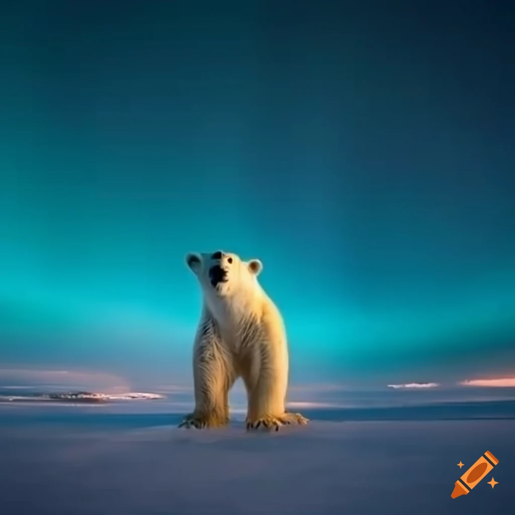 Polar bear in futuristic setting