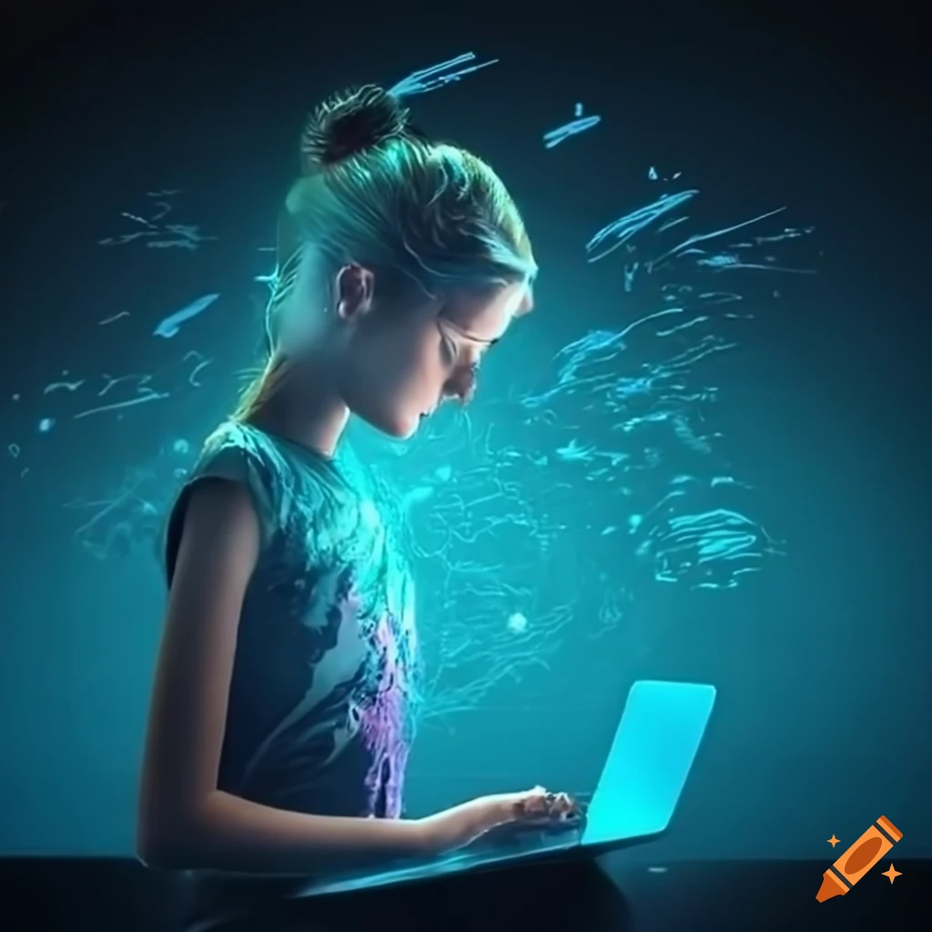 Student learning ai digital marketing on craiyon
