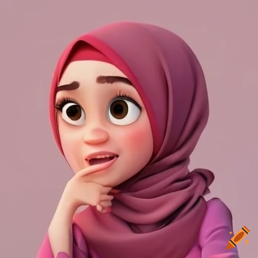 Girl wearing hijab with a disney pixar gamer theme on Craiyon