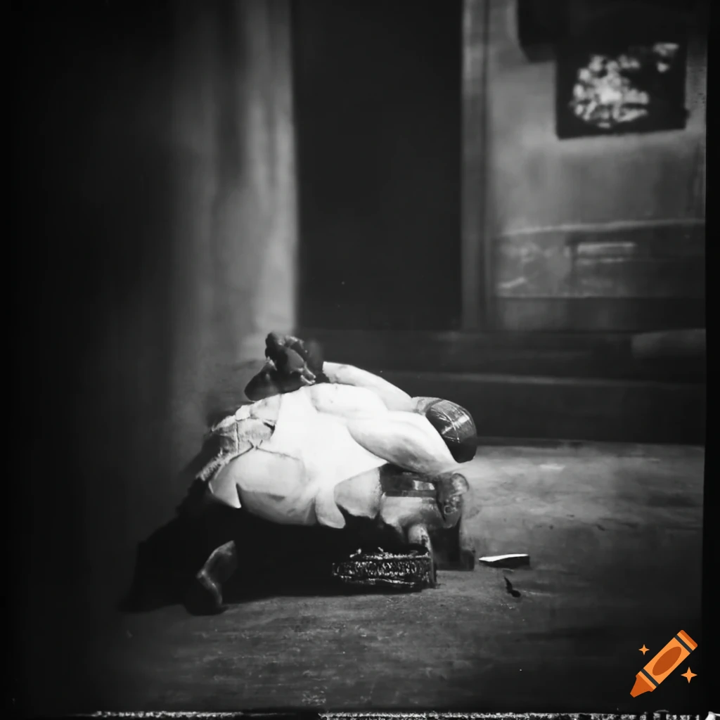 detailed black and white photo of a crime scene in Berlin 1945