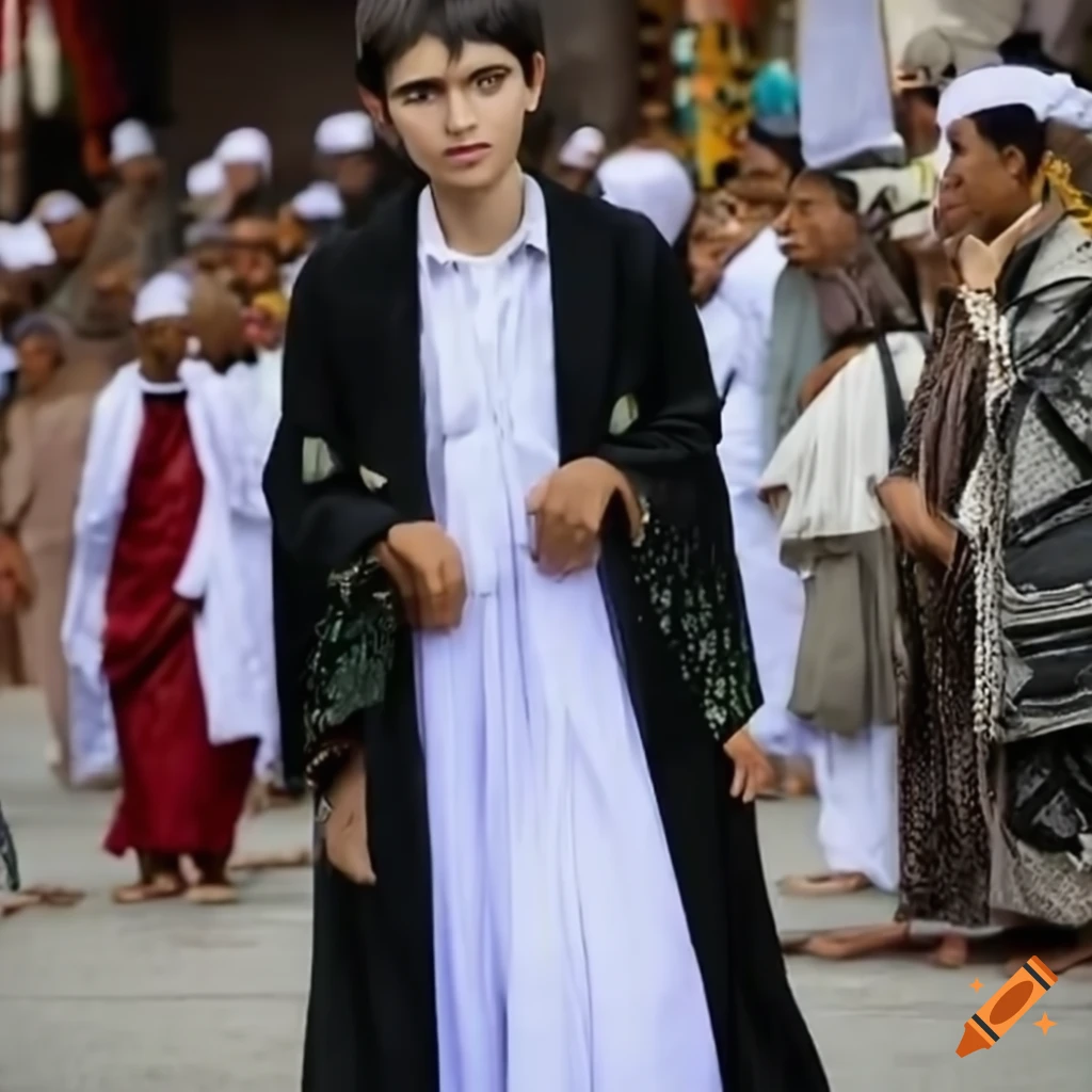 Hajime Hinata dressed in traditional Islamic attire