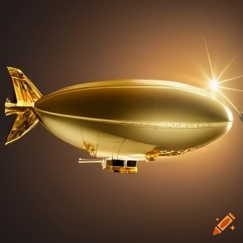 image of a luxurious gold airship