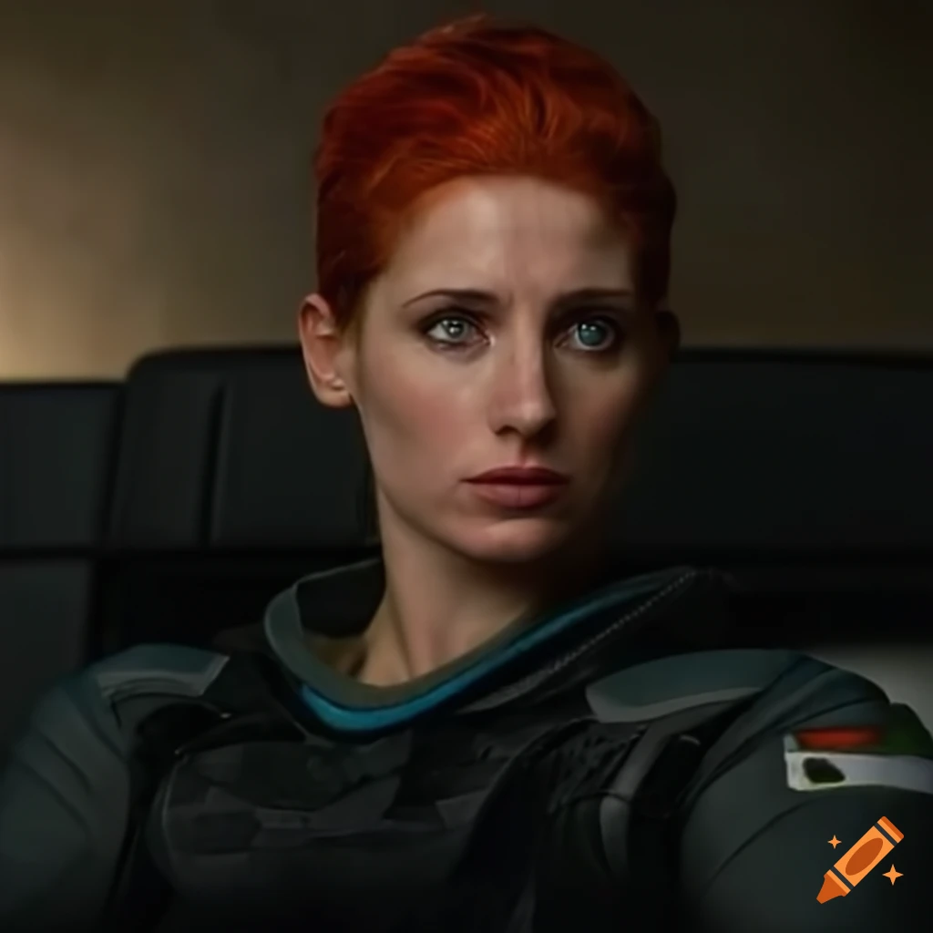illustration of a strong and futuristic woman on a space station