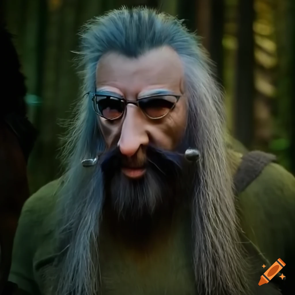 black and grey haired lumberjack with a pony