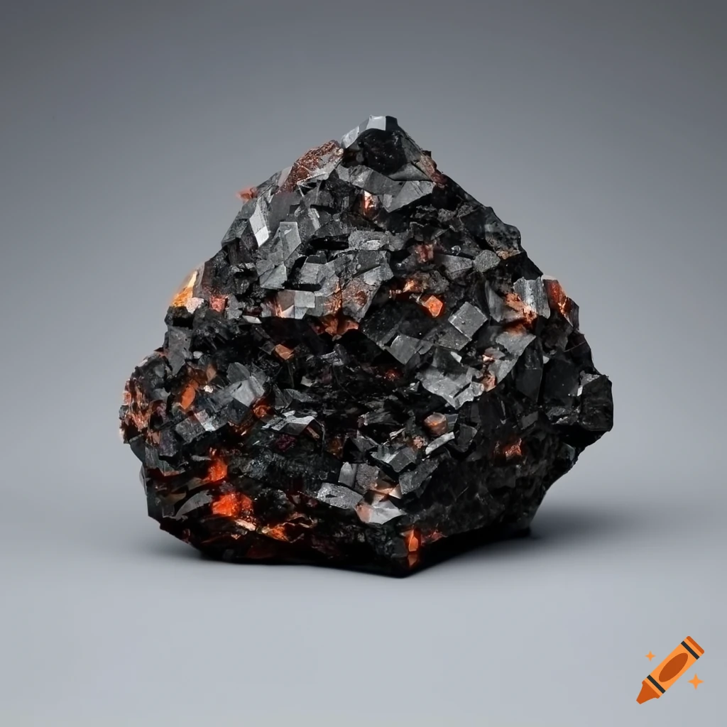 abstract sci-fi metal ore chunk on gray background