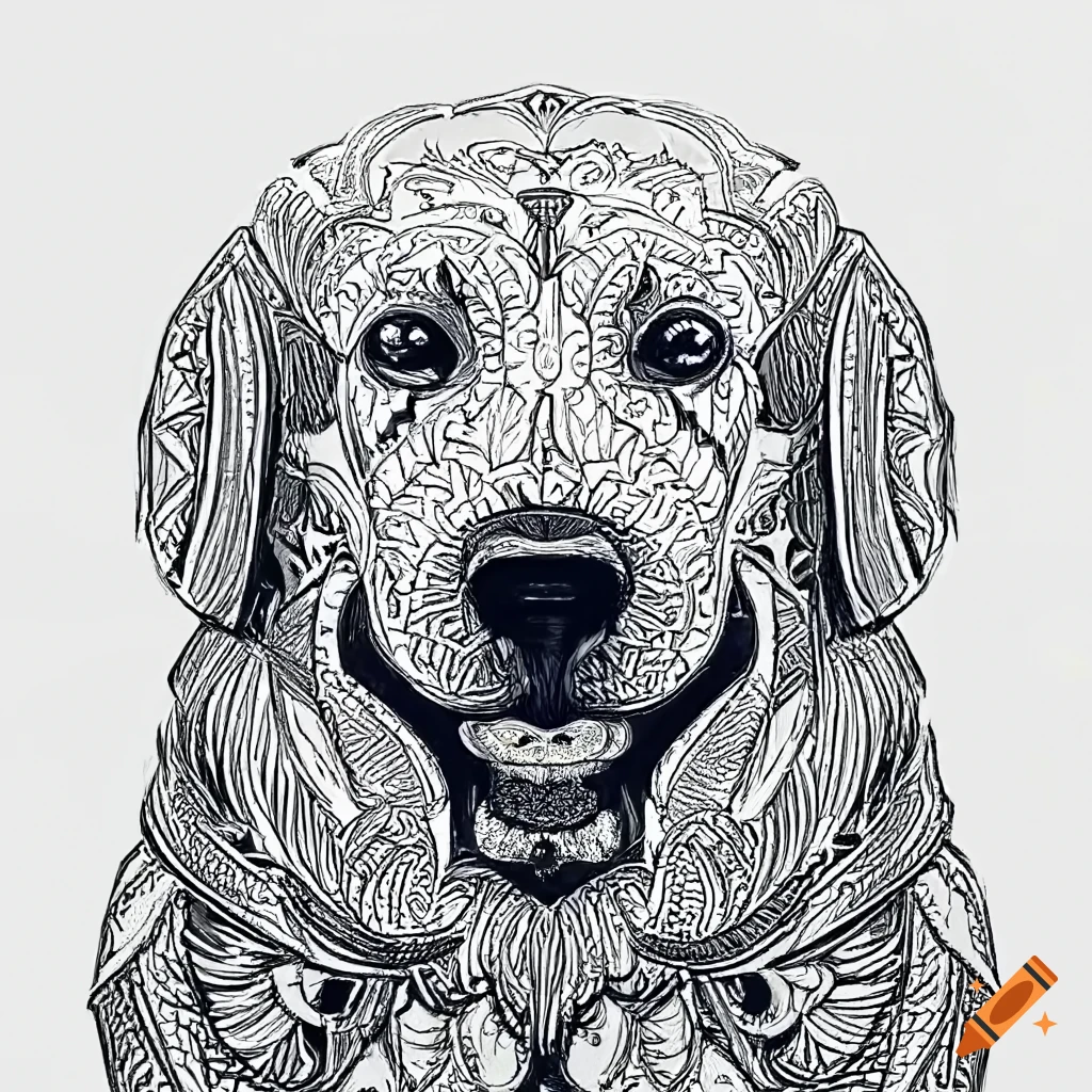 mandala coloring page of a Golden Retriever dog