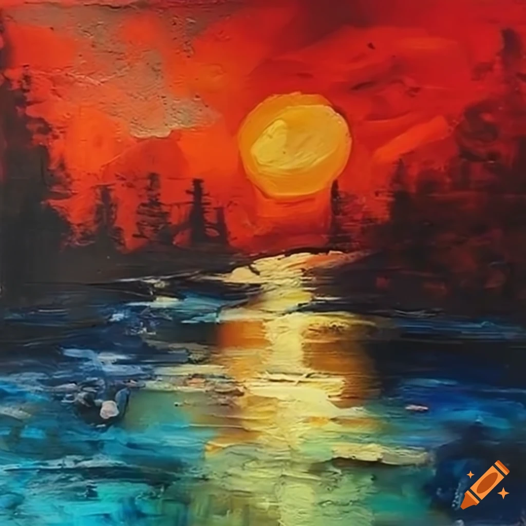Sunrise on a lake | beautiful nature scenery drawing painting - YouTube