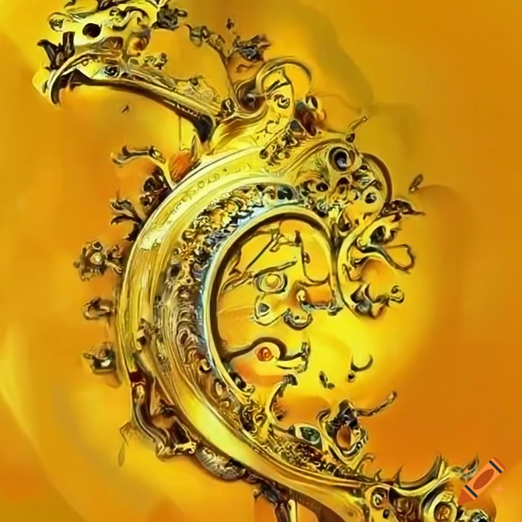 yellow ornate machine art