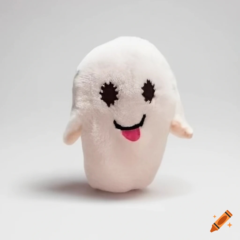 cute stuffed ghost with a happy expression