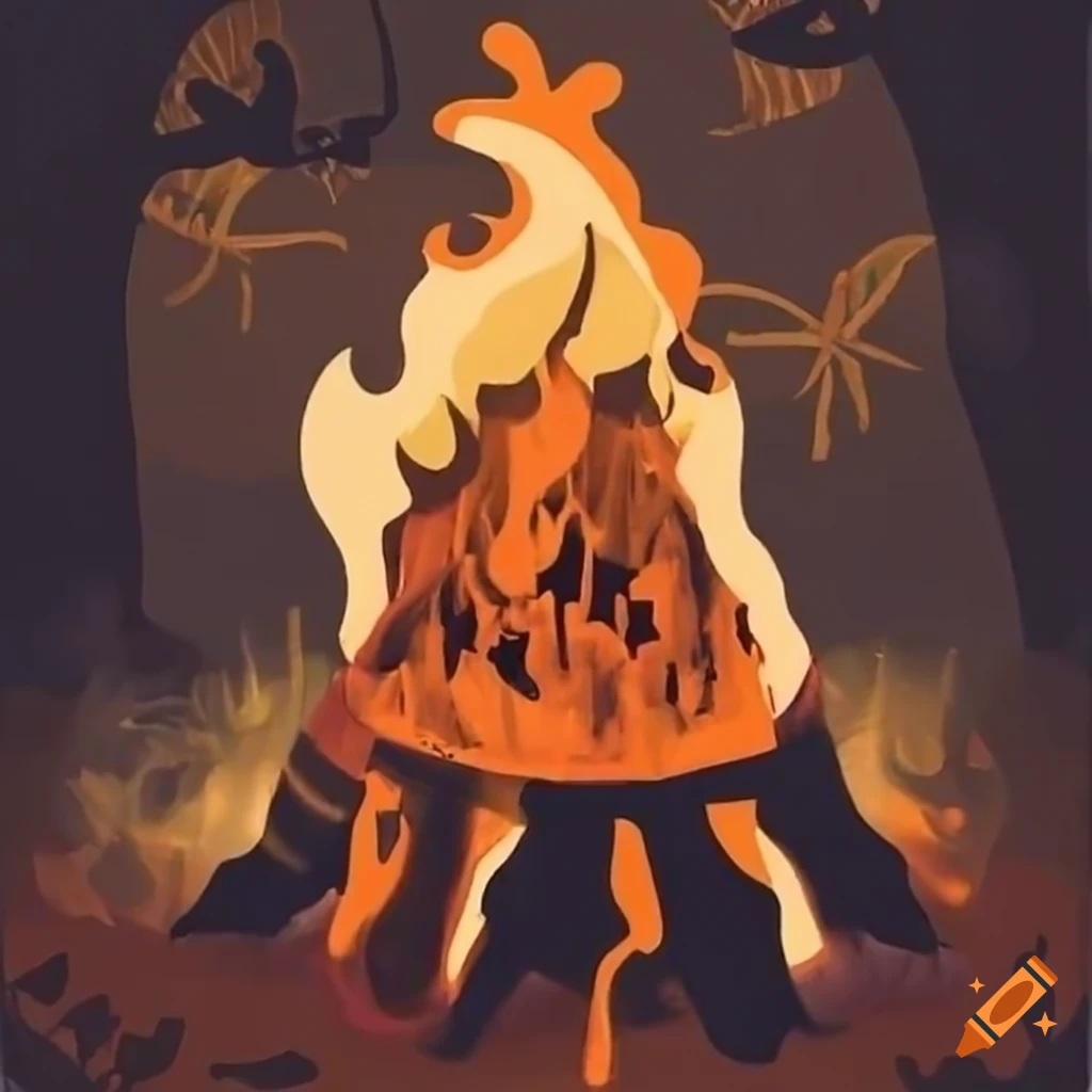 Spooky halloween bonfire on Craiyon