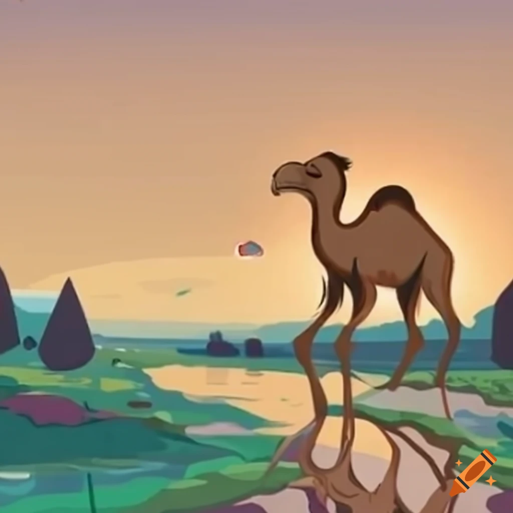 quirky orange camel with school glasses