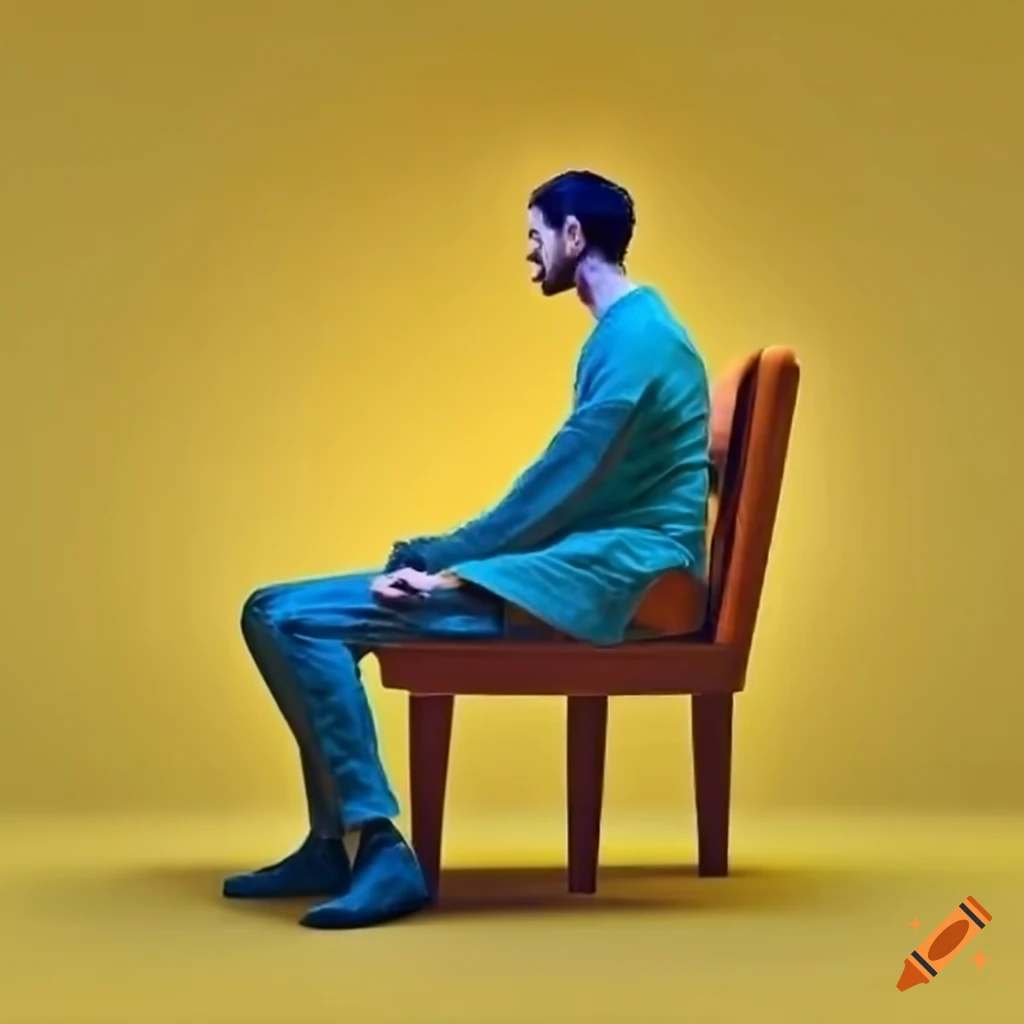 yellow chair with a man sitting
