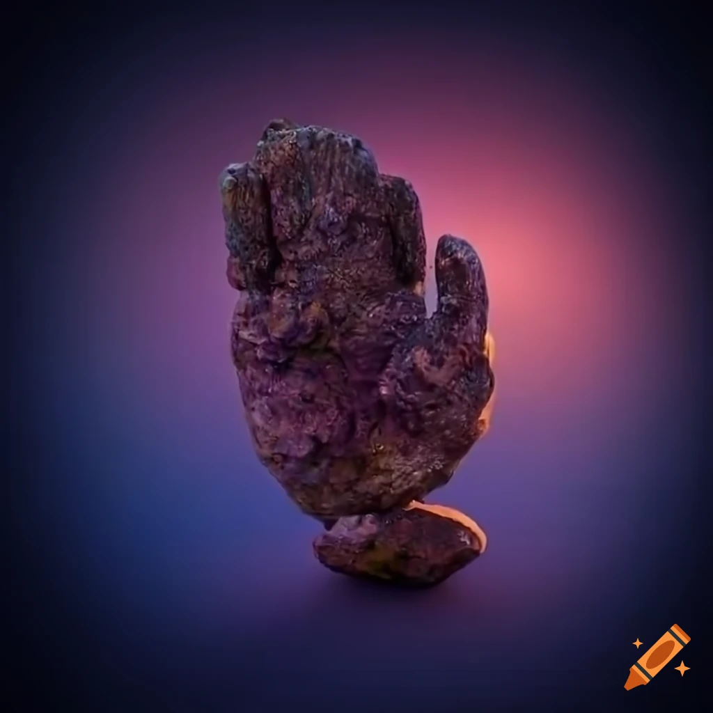 Floating stone palm sculpture in vibrant colors on Craiyon