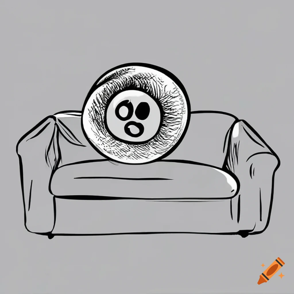 funny billiard ball sleeping on a sofa