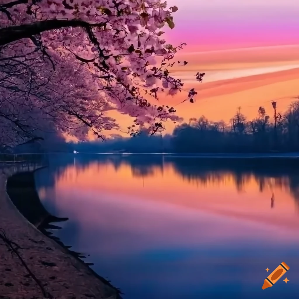 Mountain Lake At Sunset With Sun s Rays Reflecting On The Water And mountain-lake-at-sunset-with-sun-s-rays-reflecting-on-the-water-and