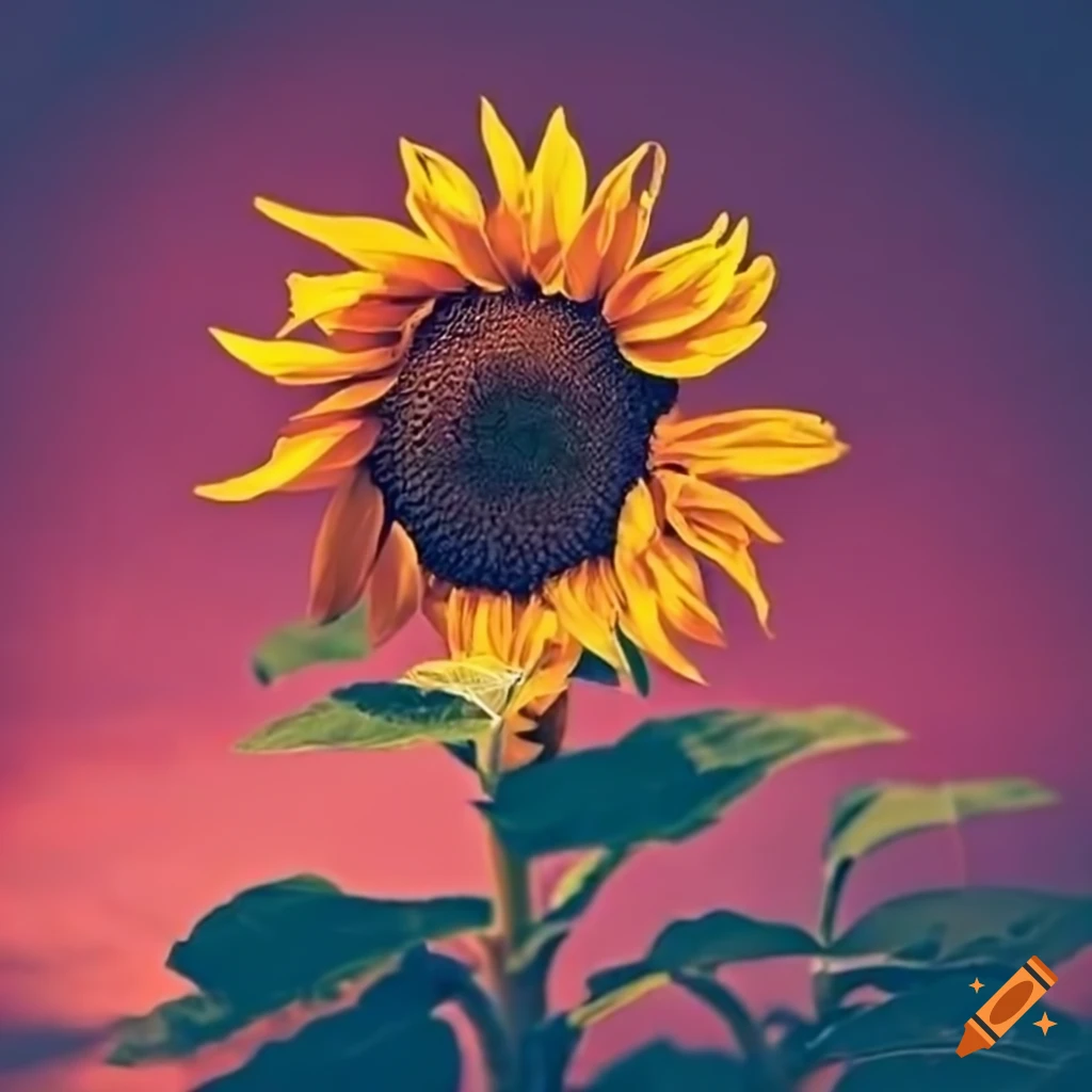 sunflower against a red sky