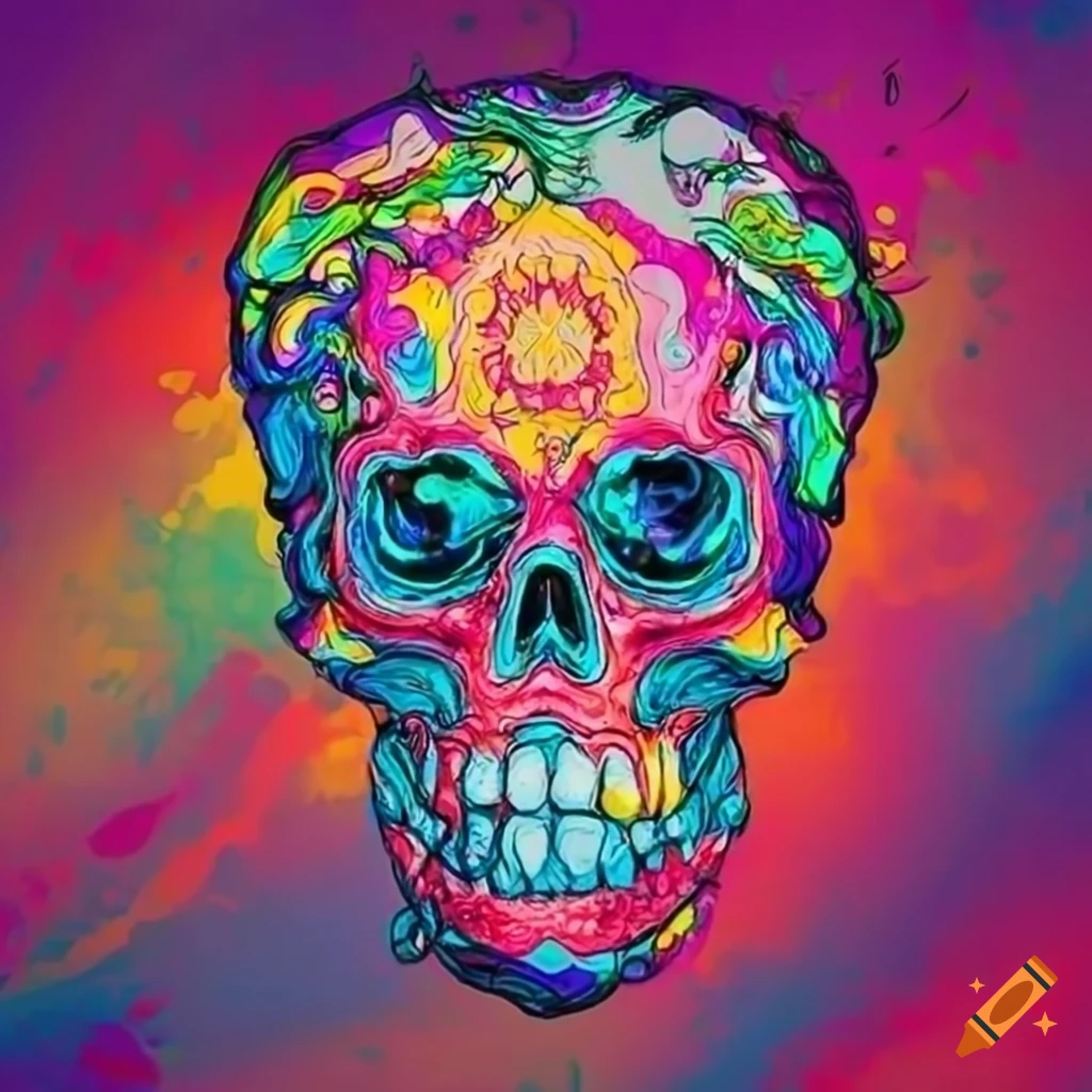 colorful hippie logo of a skeleton