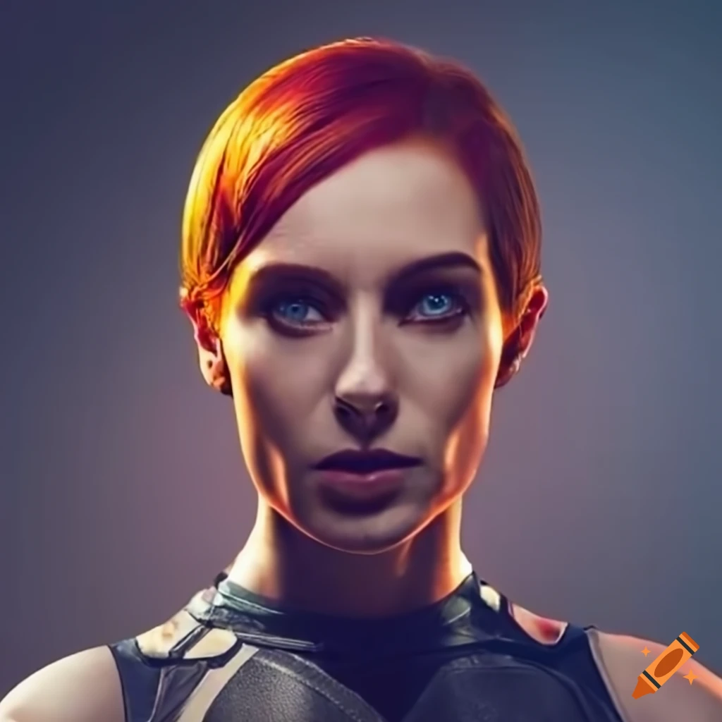 illustration of a strong and futuristic woman on a space station