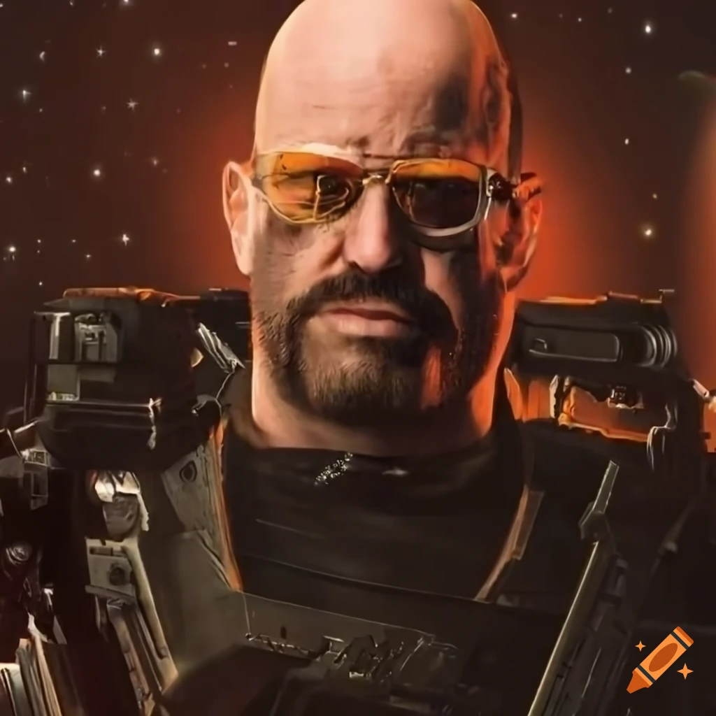 photo of bald men battling aliens on a space station