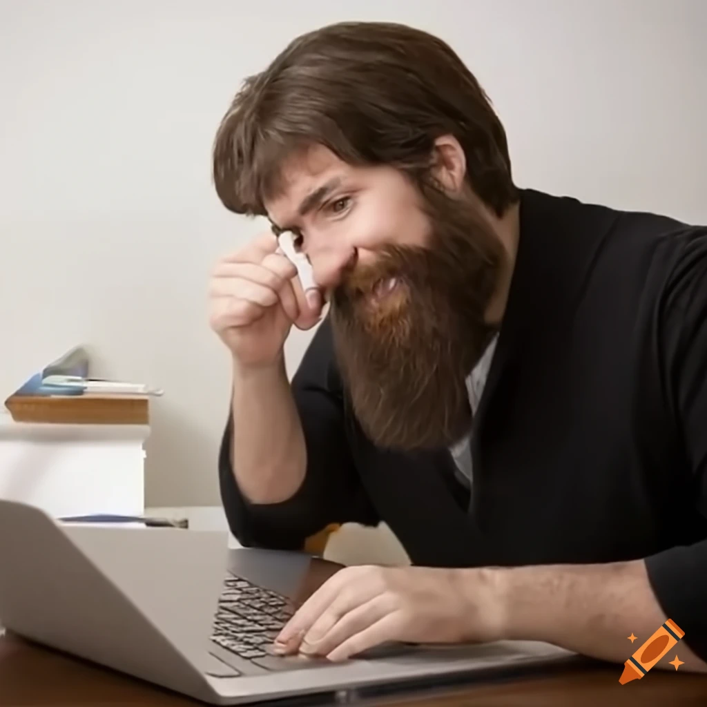 Happy bearded teacher and programmer on Craiyon